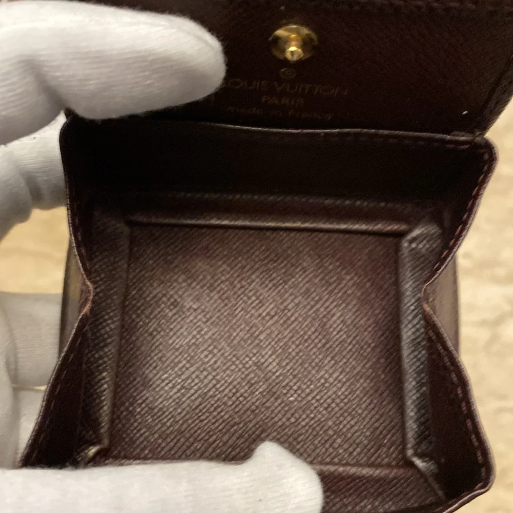 LOUIS VUITTON Brown Taiga Porte-Monnaie Boite Coin Purse in EUC